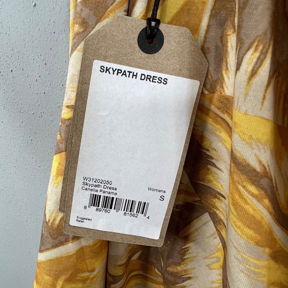 Prana Skypath Dress S Canella Panama Yellow Palm Print Built in Bra NWT - Picture 6 of 7